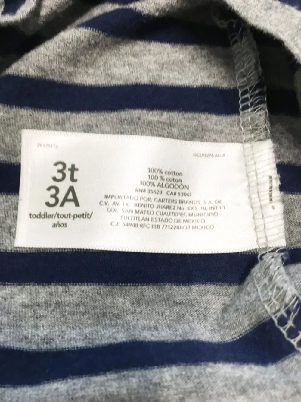 Carters Boy's Gray & Navy Striped T-Shirt Size 3T